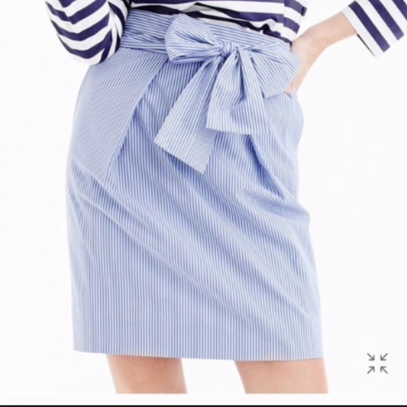 J. Crew Dresses & Skirts - J.Crew Blue & White Striped Wrap Tie Skirt [Sz: 8]
